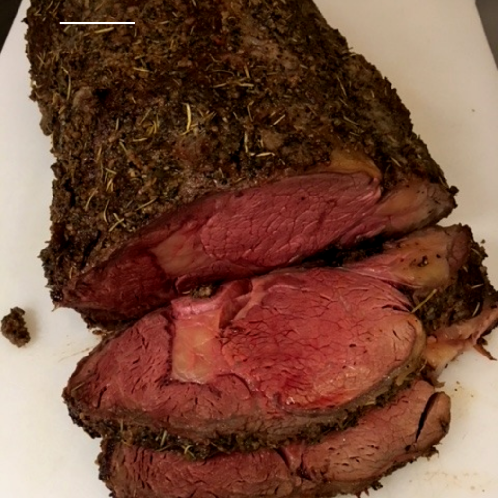 sliced prime rib with j renders special rub blend